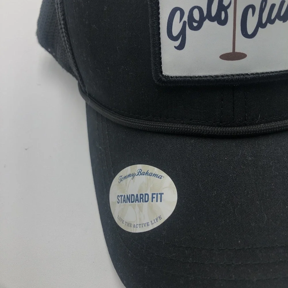 NWT Tommy Bahama‎ Golf Cap Snap Back Adjustable Black Vented Golfing Front Patch